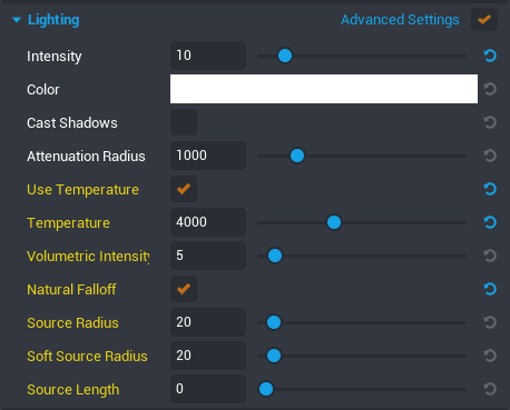 Point Light in the Properties window. Point Light Properties