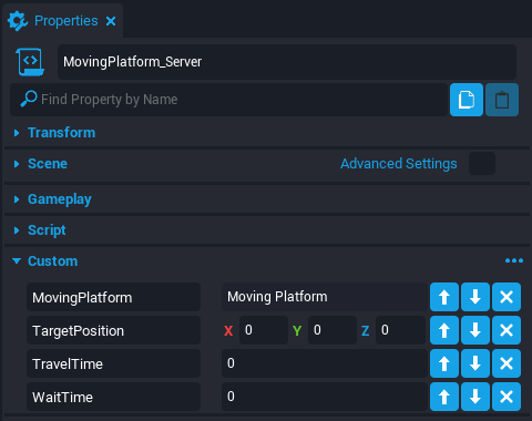 !Moving Platform Properties