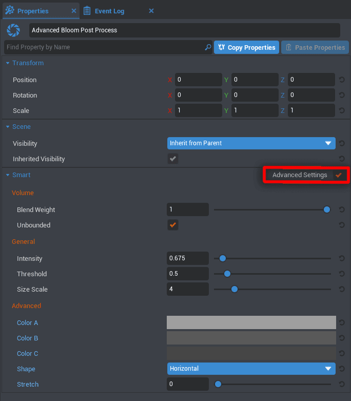 Getting weird changing values. Post Process Effects